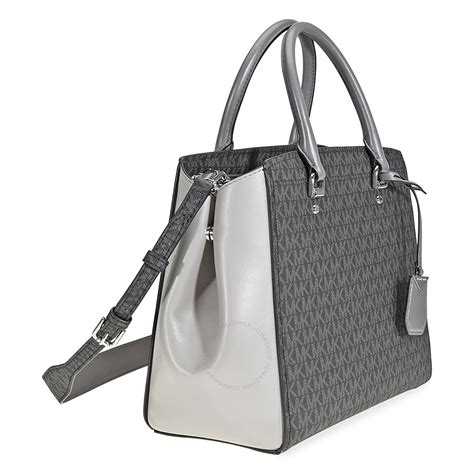 michael kors white and grey purse|michael kors signature tote gray.